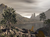 A Pair of Carnivorous Dimetrodon Explore an Early Permian Landscape Fine Art Print