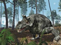 A Herbivorous Dinocephalian Therapsid Grazes on a Hilltop Fine Art Print