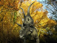 A Diabloceratops Wanders a Cretaceous Forest Fine Art Print