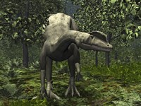 A Dilophosaurus Amidst Ginkgo Trees Fine Art Print