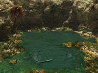 A Pair of Elasmosaurus Engage in a Swimming Courtship Dance Fine Art Print