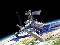 Space Station in Orbit Around Earth Fine Art Print