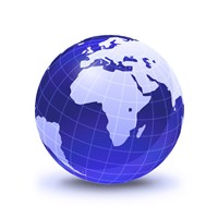 Stylized Earth globe with Grid, showing Africa and Eastern Europe Fine Art Print