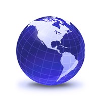 Stylized Earth Globe with Grid, Showing North America and South America Fine Art Print