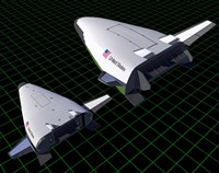 Artist's Concept Showing the Relative Sizes of the X-33 and VentureStar Fine Art Print