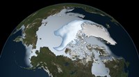 Planet Earth showing sea ice coverage in 2012 Fine Art Print