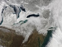 Satellite View of a Large Nor'easter Snow Storm Fine Art Print