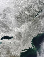 Satellite View of a Large Nor'easter Snow Storm over United States Fine Art Print
