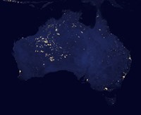Satellite View Showing the Night Lights of Australia Fine Art Print