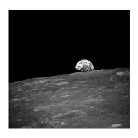 The first photograph taken by humans of Earthrise during Apollo 8. Fine Art Print