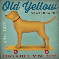 Golden Dog on Skateboard Fine Art Print