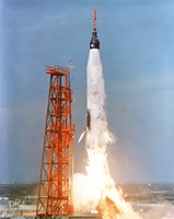 View of the liftoff of Mercury-Atlas 5 from Kennedy Space Center, Florida Fine Art Print