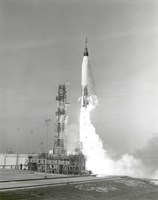 A NASA Project Mercury Spacecraft is test Launched from Cape Canaveral, Florida Fine Art Print