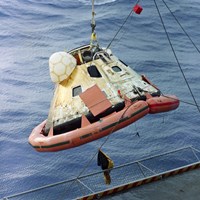 The Apollo 8 Capsule Being Hoisted Aboard the Recovery Carrier Fine Art Print