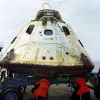 Close-up View of the Apollo 9 Command Module After Recovery Fine Art Print