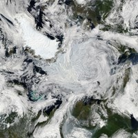 A strong storm Lingering in the Center of the Arctic Ocean Fine Art Print