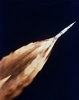 Apollo 6 spacecraft Leaves a Fiery Trail in the Sky after Launch Fine Art Print