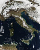 Satellite View of Snow in Italy Fine Art Print