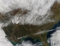 Snow Cover Stretching from Northeastern Texas to the Carolinas Fine Art Print