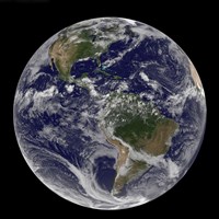 Full Earth Showing North America and South America with clouds Fine Art Print