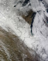Satellite View of Snow and Cold Across the Midwestern United States Fine Art Print