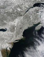 Satellite View of Snow in the Northeastern United States Fine Art Print