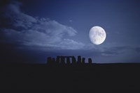 Composite of the Moon over Stonehenge, Wiltshire, England Fine Art Print
