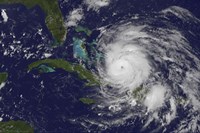 Satellite view of the Eye of Hurricane Irene as it Enters the Bahamas Fine Art Print