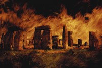 Composite Image of Stonehenge and Fire Fine Art Print