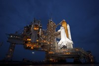 Night view of Space Shuttle Atlantis on the Launch pad at Kennedy Space Center, Florida Fine Art Print