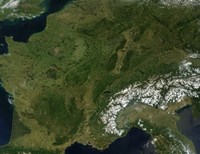 True-color Satellite view of France Fine Art Print