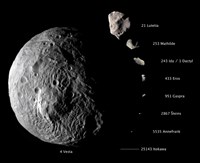 Digital Composite Showing the Comparative Sizes of Nine Asteroids Fine Art Print