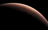 Illustration Depicting Part of Mars at the Boundary between Darkness and Daylight Fine Art Print