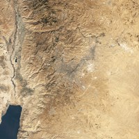 Natural-color Satellite view of Amman, Jordan Fine Art Print