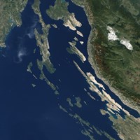Satellite view of the Croatian Islands in the Adriatic Sea Fine Art Print