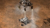 Artist's Concept of NASA's Curiosity rover touching Down onto the Martian surface Fine Art Print