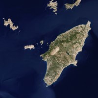 Satellite Image of the Greek island of Rhodes in the Aegean Sea Fine Art Print