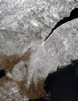 Satellite view of a Frosty Landscape Across Northern New England and Eastern Canada Fine Art Print
