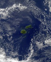 Satellite view of Vanua Levu, the Second Largest Island of Fiji Fine Art Print