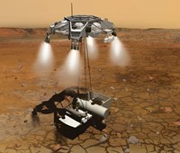 Artist's Concept of an Ascent Vehicle Leaving Mars Fine Art Print