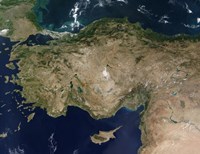 Satellite View of Turkey and the Island of Cyprus Fine Art Print