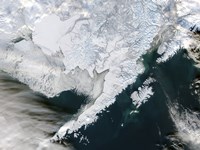 Satellite view of Southwestern Alaska Fine Art Print