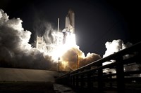 Space Shuttle Endeavour lifts off into the Night Sky from Kennedy Space Center Fine Art Print
