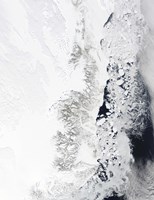 Satellite view of the Eastern Coast of Greenland Fine Art Print