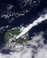 Satellite view of a Thick, Steam-Rich Plume from Gaua Volcano Blows Directly Northeast Fine Art Print