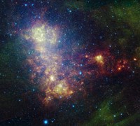 Infrared Portrait Revealing the Stars and Dust of the Small Magellanic Cloud Fine Art Print