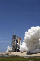 An Exhaust Plume Forms around the Base of Launch Pad 39A as Space Shuttle Atlantis Lifts off on the STS-132 Mission Fine Art Print