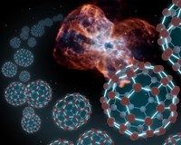 Artist's Concept Showing Carbon Balls Ejecting out from a Dying White Star in a Planetary Nebula Fine Art Print