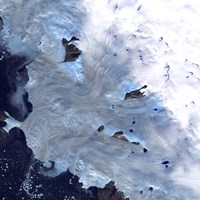 A Small Field of Glaciers Surrounds Baffin Bay along Greenland's Western Coast Fine Art Print