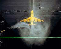Wake Vortex flow visualization tests of a Boeing 747 Model Fine Art Print